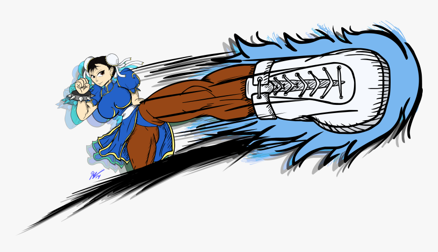 Chun-li Kicking Ahead - Cartoon, HD Png Download