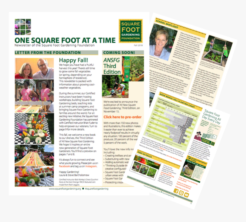Square Foot Gardening Foundation Fall 2018 Newsletter - Newsletter Gardening, HD Png Download