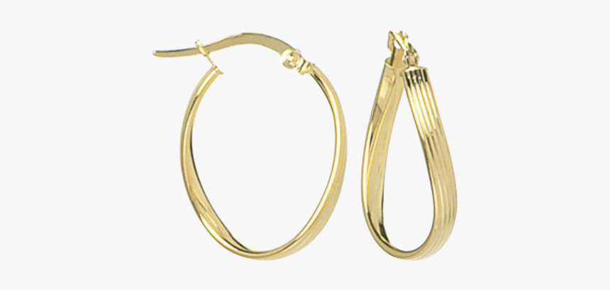 Gold Ribbed Design Hoops - Earrings, HD Png Download