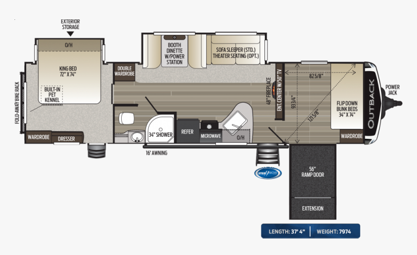 Floorplan - Toy Hauler Floor Plan 2020, HD Png Download