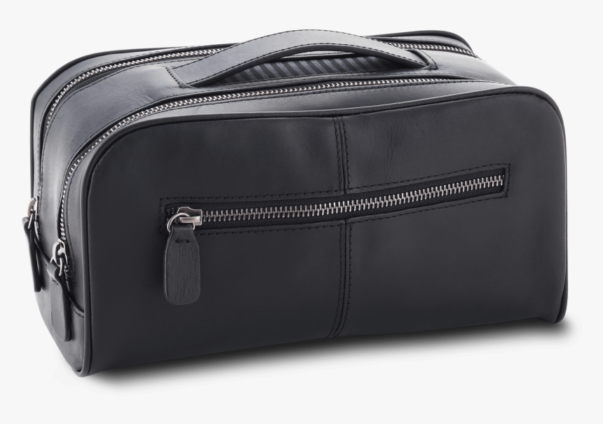 Black Leather Wash Bag - Handbag, HD Png Download