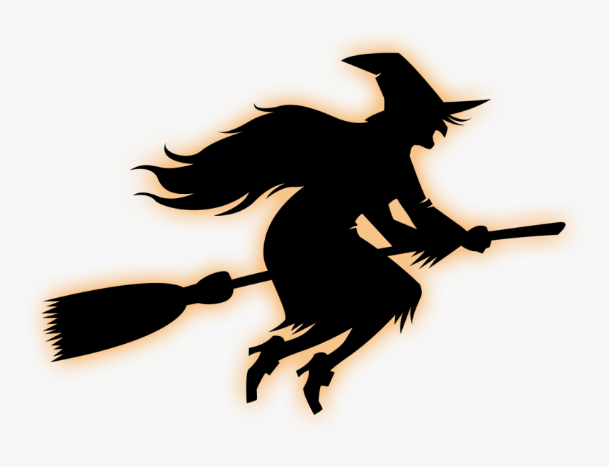 Witchs Broom Witchcraft - Halloween Witch On Broom, HD Png Download