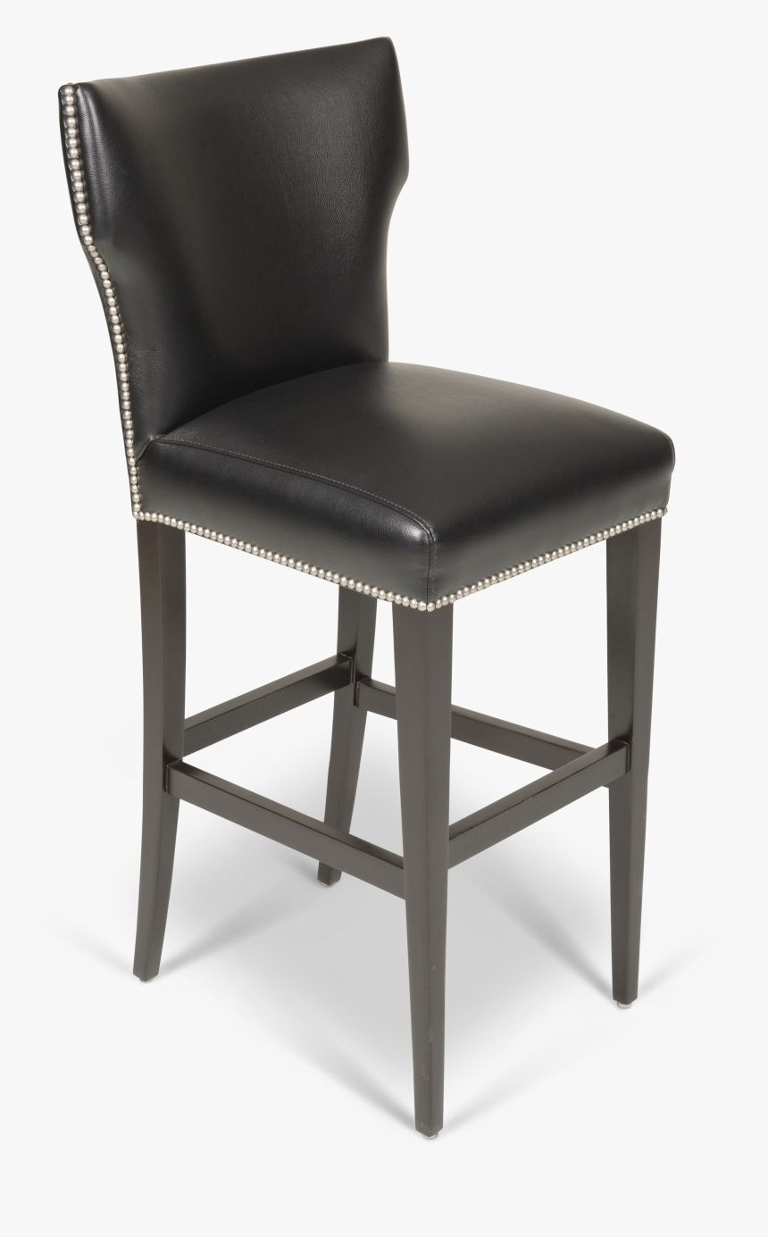 Black Barstool With Silver Accent Nail Heads - Leather Bar Stools, HD Png Download