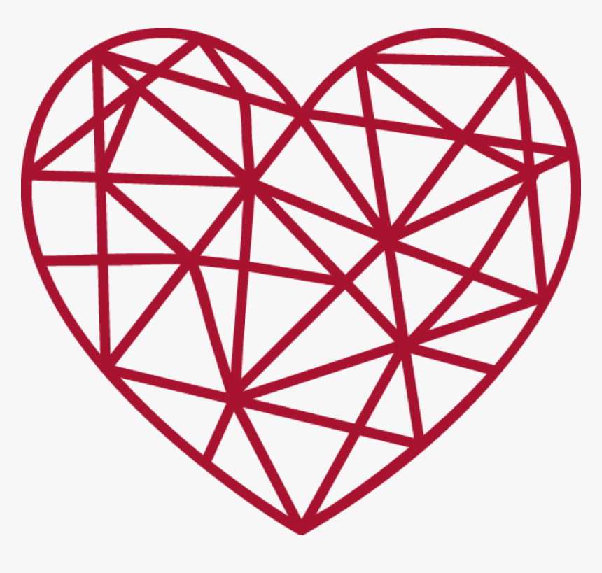Red Gitter Heart Png Image - Geometric Black Heart Png, Transparent Png