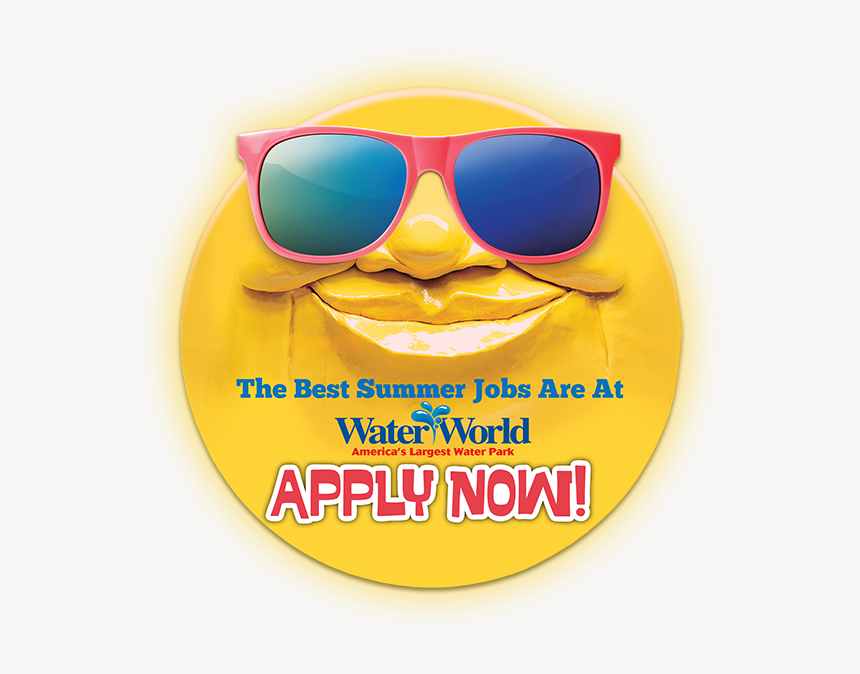 Water World Sun Face Logo, Summer Jobs, Apply Button - Water World, HD Png Download