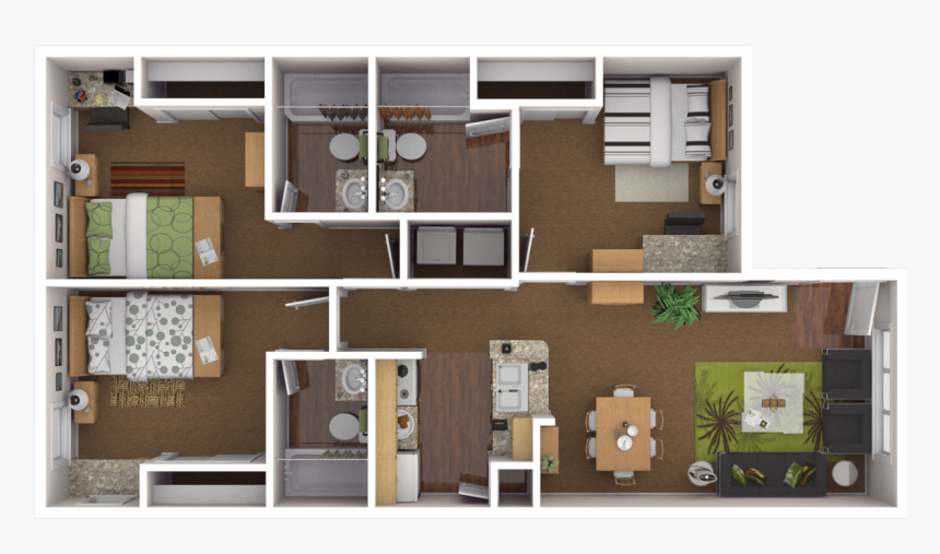 3 Bedroom 3 Bathroom House Design, HD Png Download