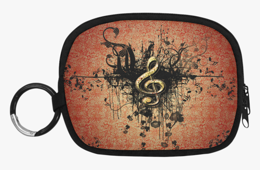 Decorative Clef With Floral Elements And Grunge Coin - Handbag, HD Png Download