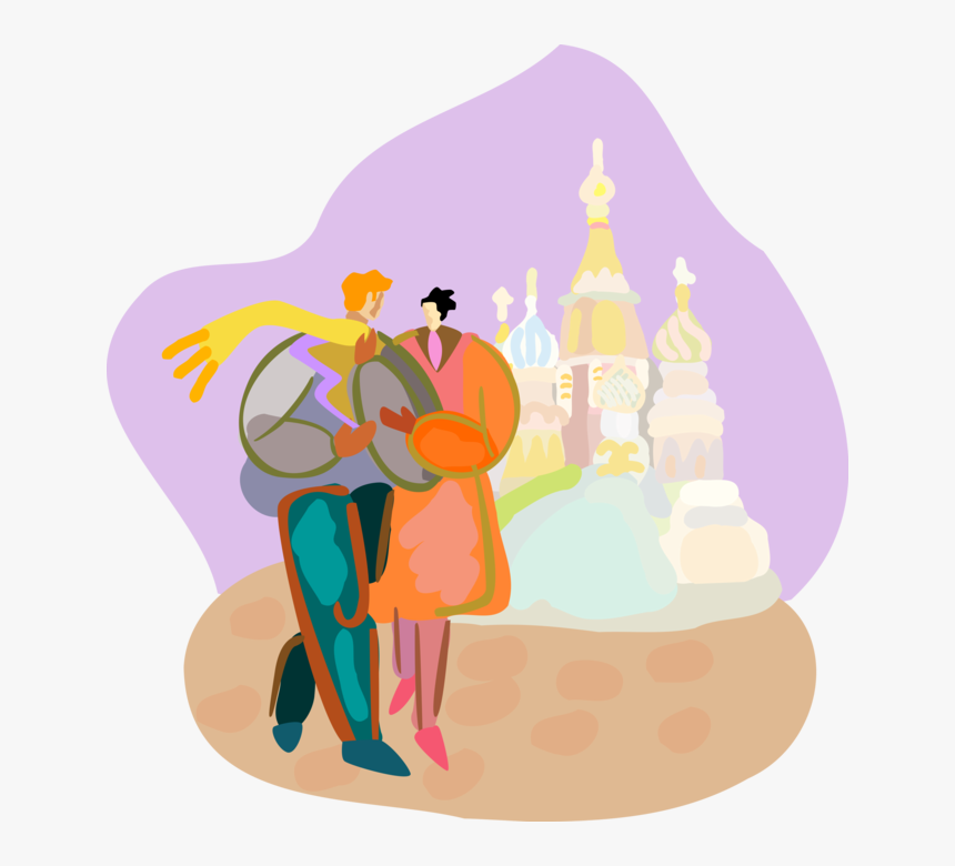 Vector Illustration Of Tourists On Vacation In Moscow - Illustration, HD Png Download