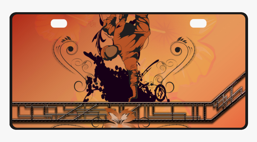 Skadeboarder With Floral Elements License Plate - Cartoon, HD Png Download