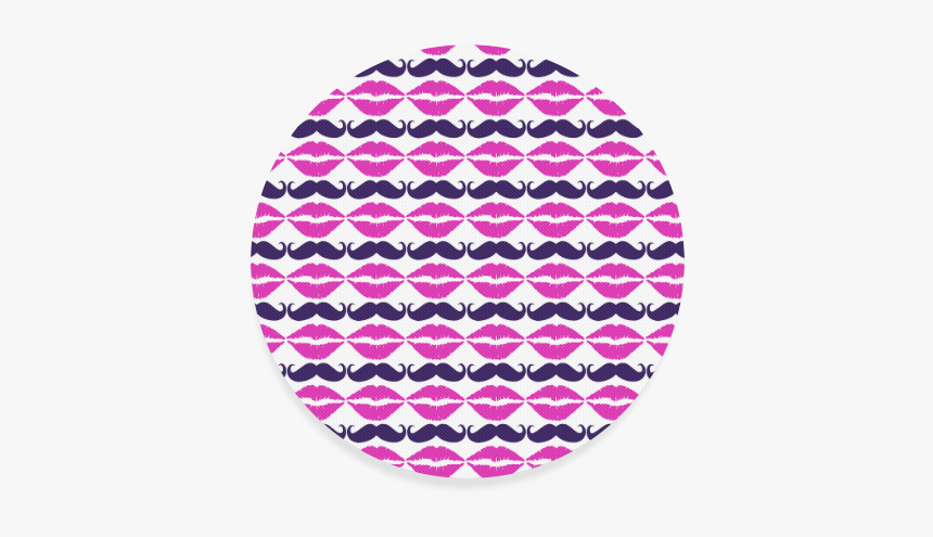 Hot Pink Hipster Mustache And Lips Round Coaster - Circle, HD Png Download