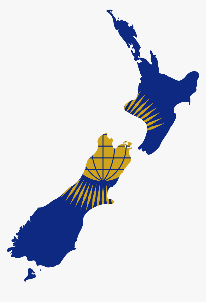 Flag Map Of New Zealand - New Zealand Flag With Map, HD Png Download