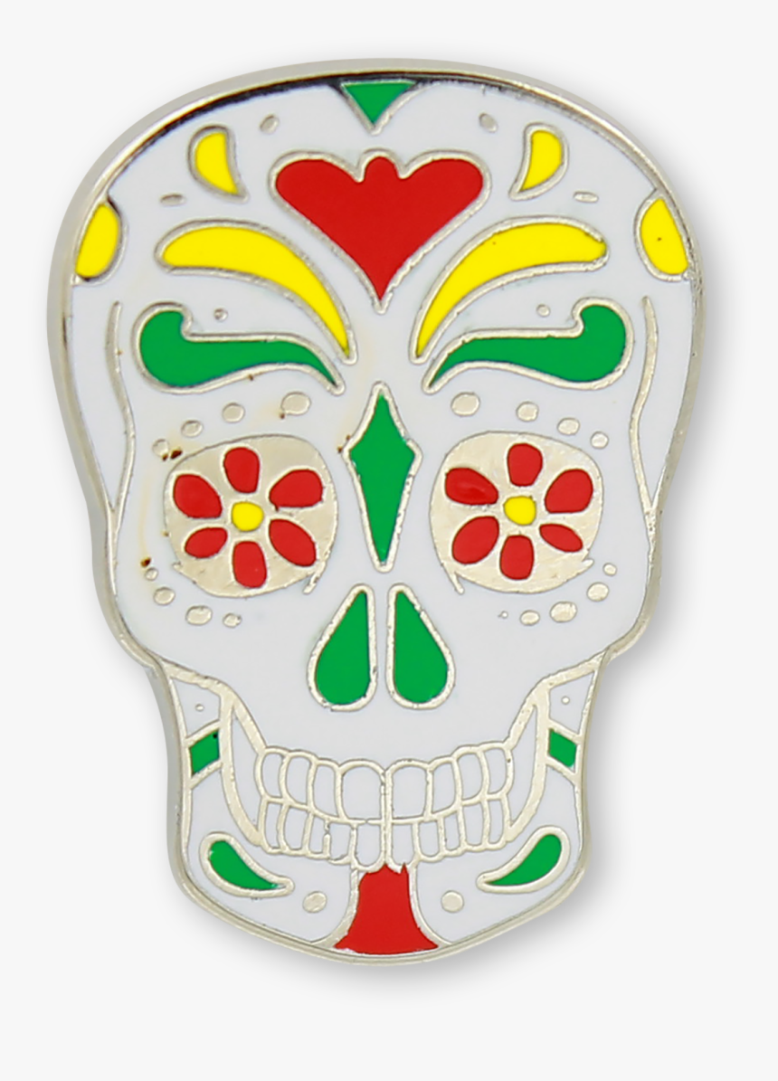 Sugar Skull Enamel Pin - Skull, HD Png Download