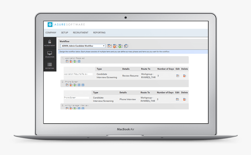 Laptop Screen Showing Hcm Recruitment Workflow - Security Scorecard Rating, HD Png Download