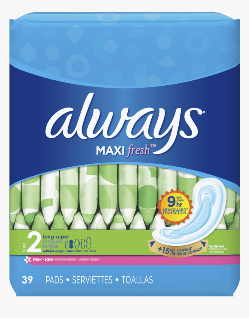 Always Maxi Fresh Size 2 Long Super Pads Without Wings - Always Pads Size 2, HD Png Download