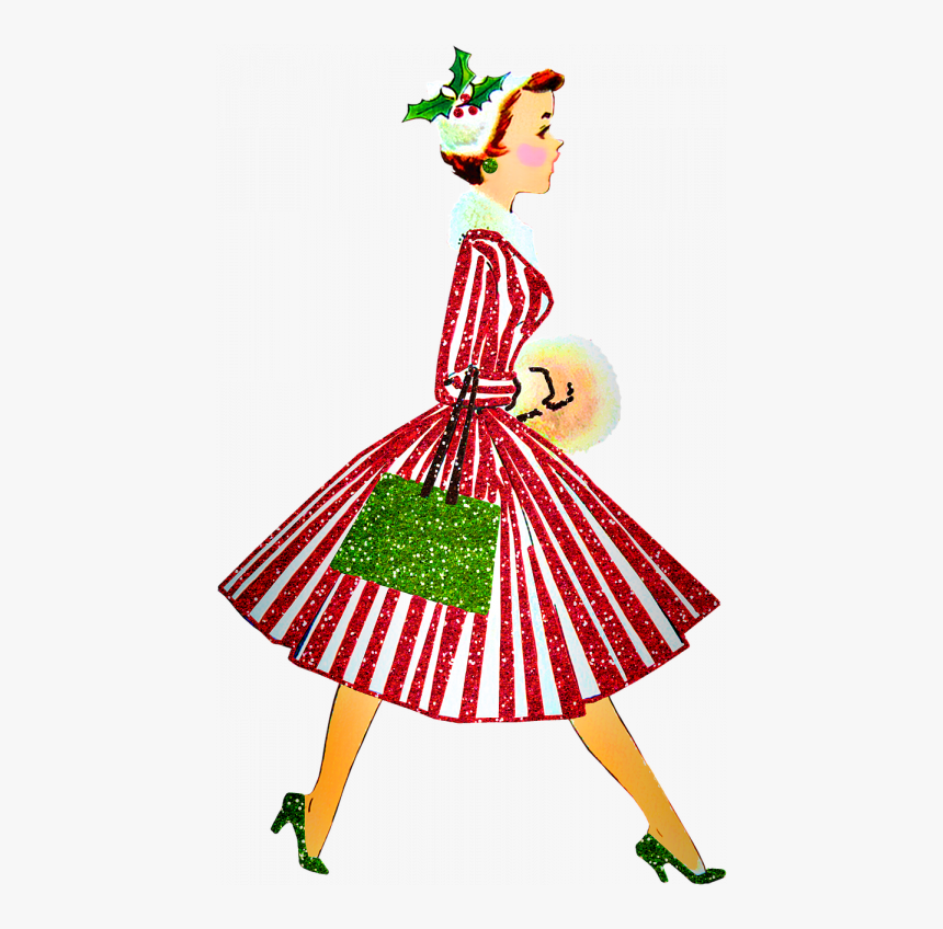 Vintage Christmas Ladies Clipart, HD Png Download