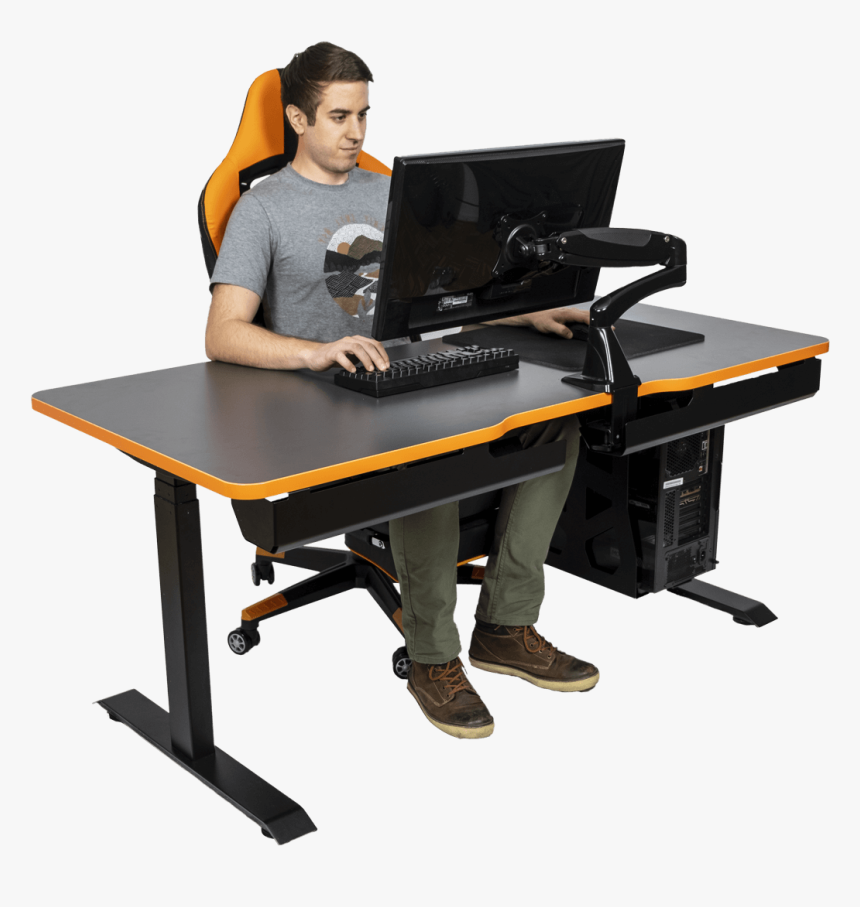 Am Gaming Tisch Von Leetdesk Sitzen - Leetdesk, HD Png Download