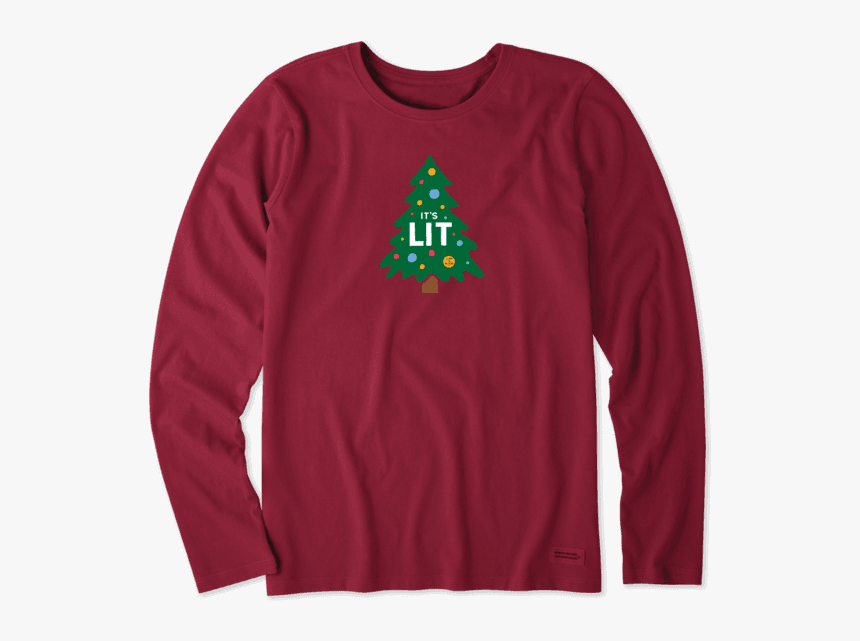 Women S It S Lit Tree Long Sleeve Crusher Tee - Charcoal Life Is Good T Shirts, HD Png Download