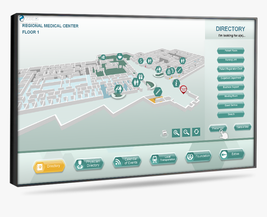 Wayfinding Digital Signage For Hospitals - Display Device, HD Png Download