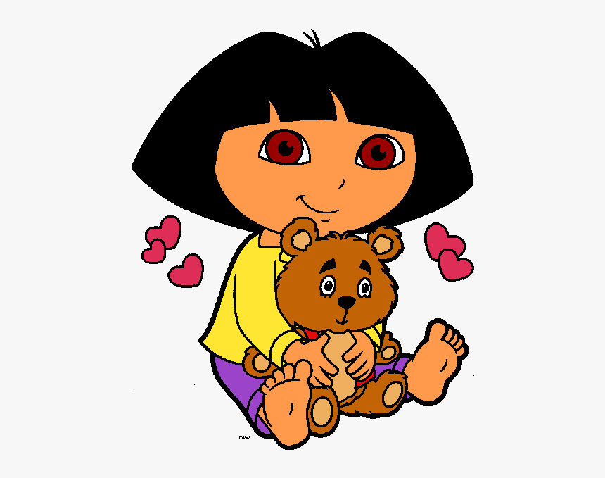 Dibujos Para Colorear - Dora The Explorer With Teddy, HD Png Download