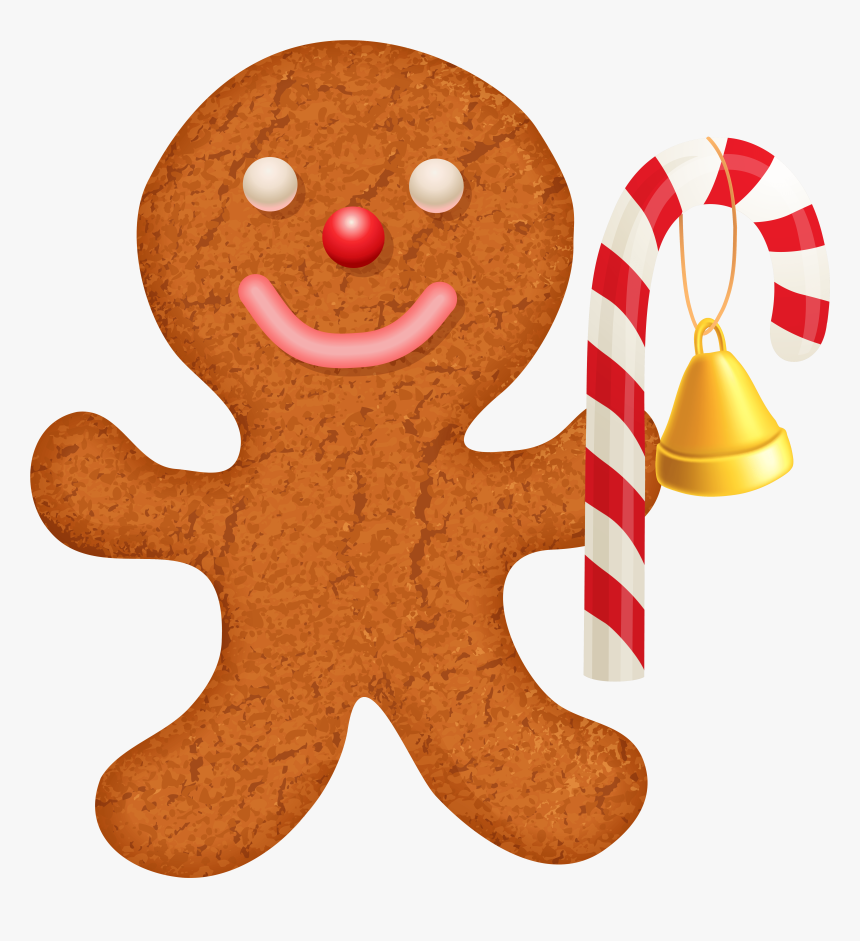 Gingerbread Ornament With Candy Cane Png Clip - Candy Cane Gingerbread Man, Transparent Png