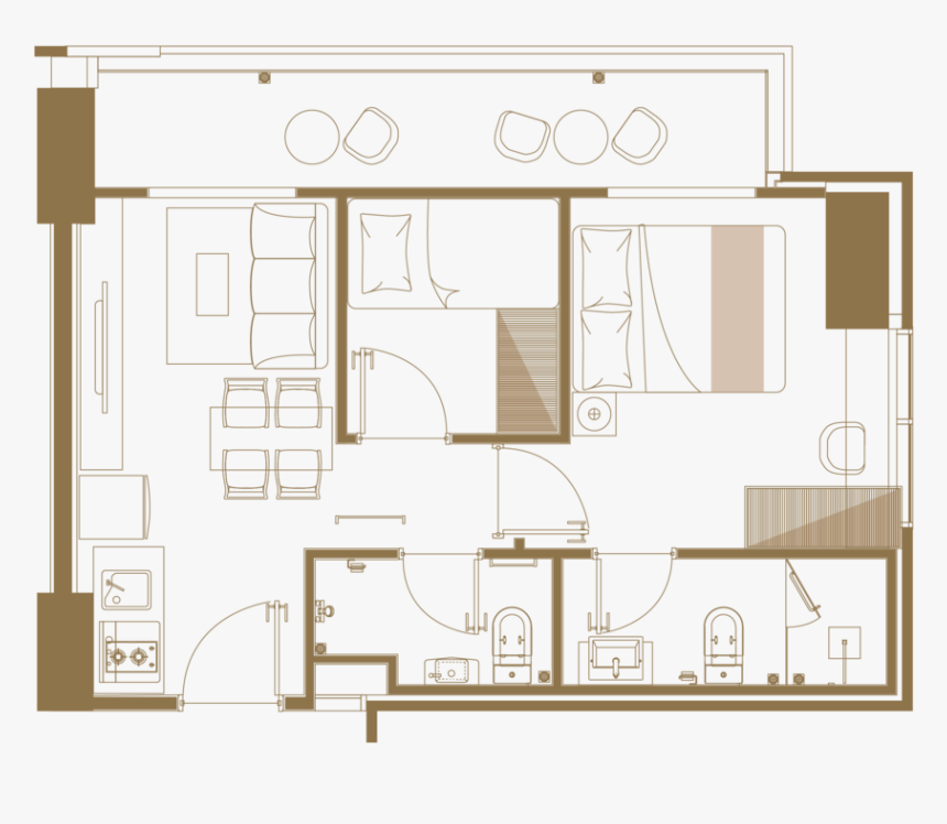 Blowup Unit 2br , Png Download - Floor Plan, Transparent Png