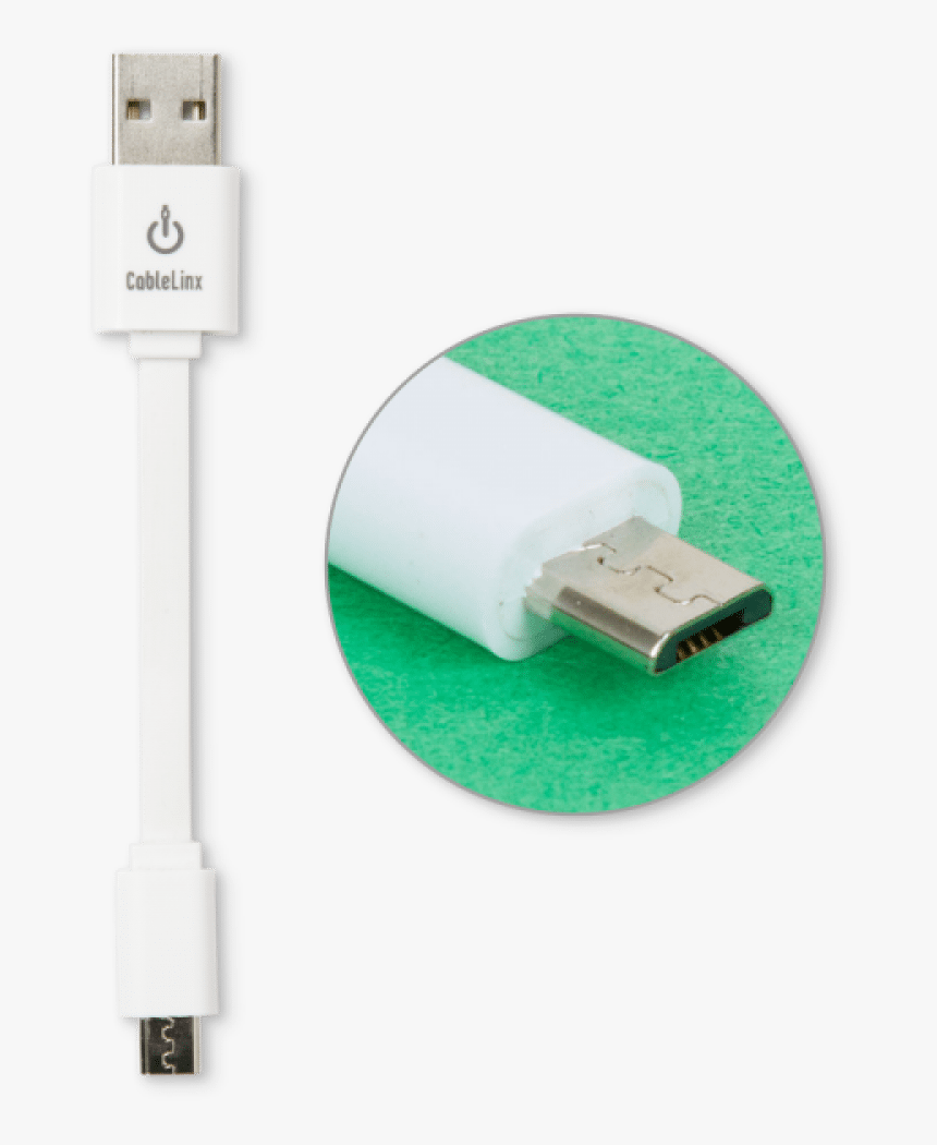 White Cablelinx Micro To Usb-a Charge And Sync Cable - Usb Cable, HD Png Download