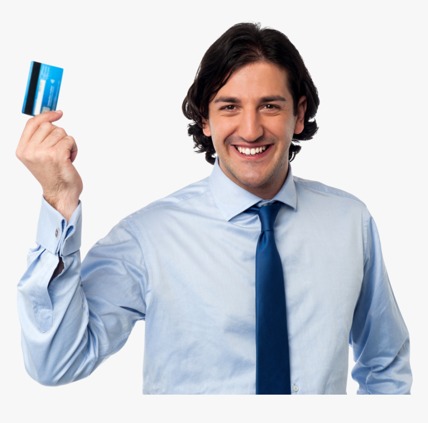 Man Holding Credit Card Png Image - Credit Card Man Png, Transparent Png