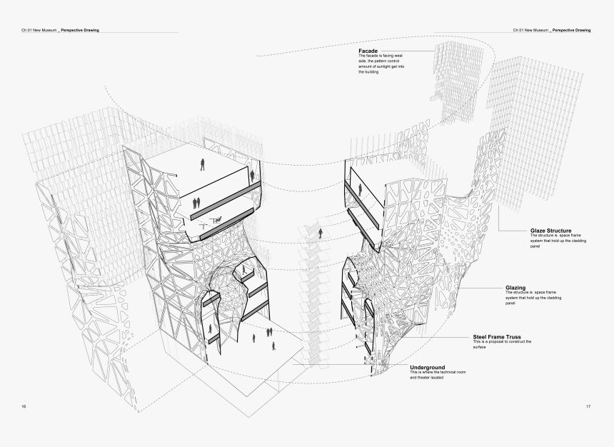 New Museum Structure Drawing, HD Png Download