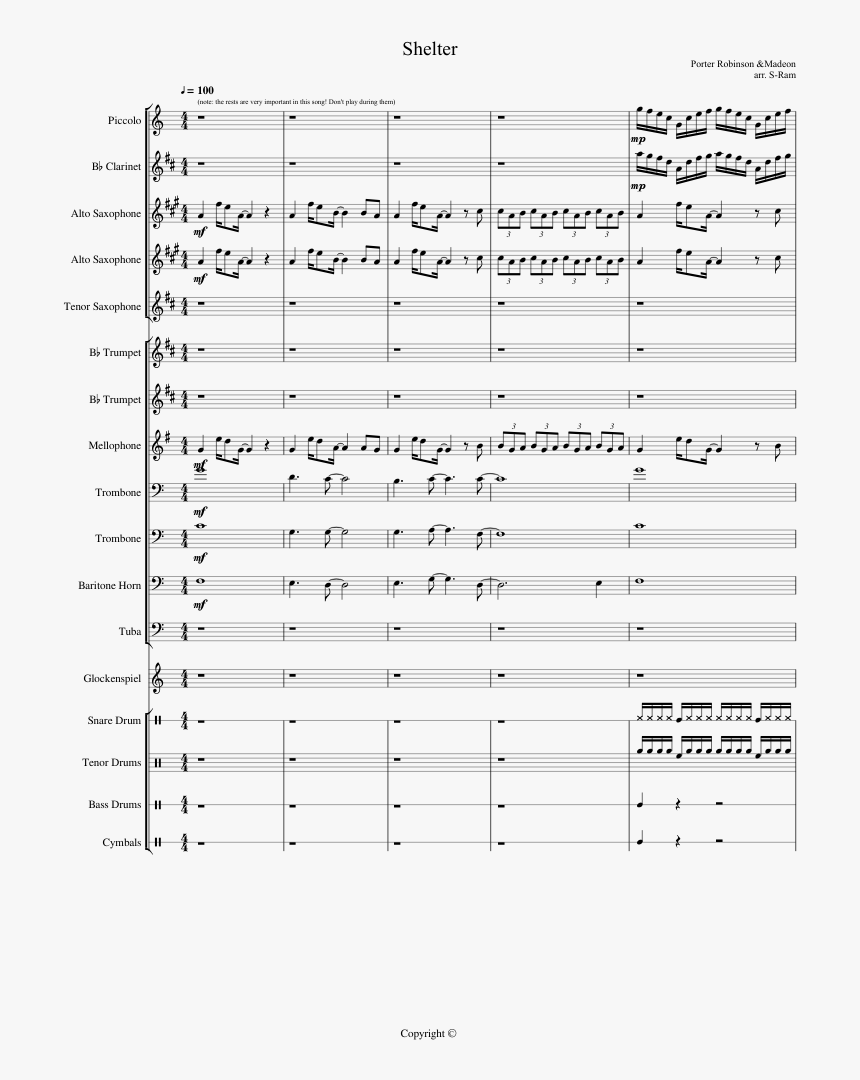 Shelter Porter Robinson Clarinet Sheet Music, HD Png Download