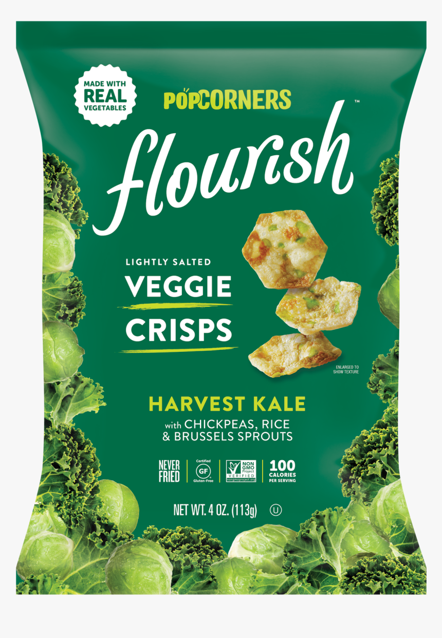Lightly Salted Harvest Kale With Chickpeas, Rice & - Popcorners Flourish Veggie Crisps, HD Png Download