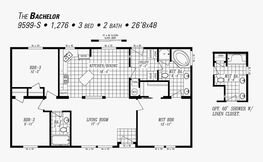 Majestic Collection The Bachelor 9599-s - Floor Plan 36 By 46, HD Png Download