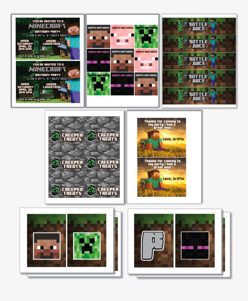 Minecraft Party Package, HD Png Download