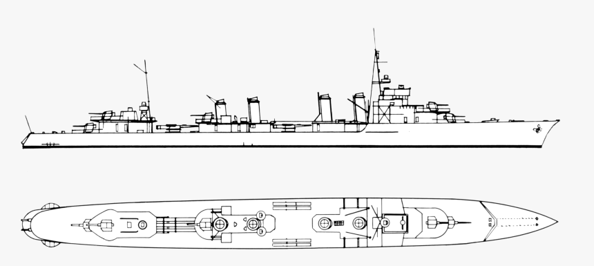 Recognition Drawing Of A French 2400-tonne Class Destroyer - Light Cruiser, HD Png Download