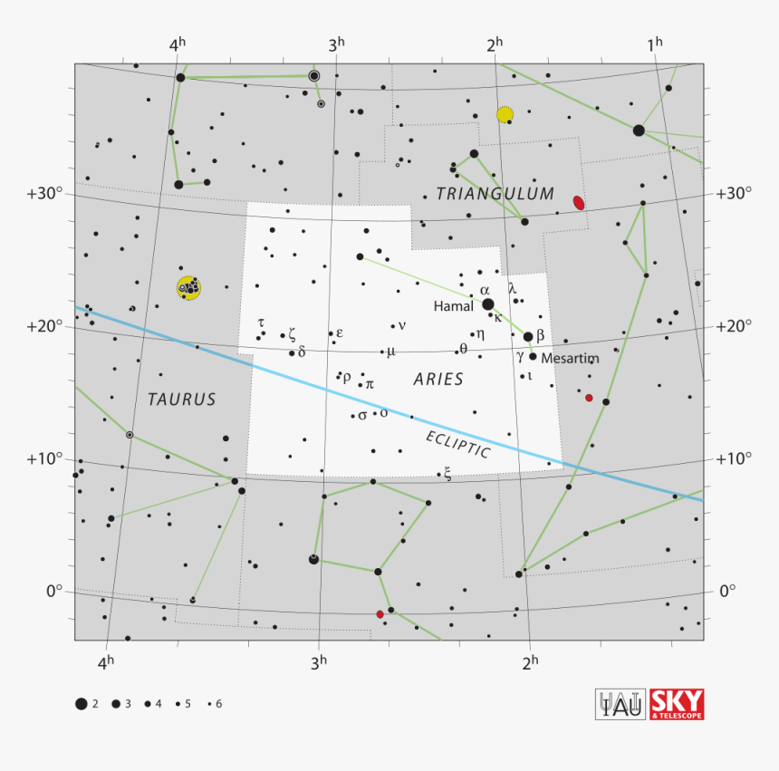 Aries Constellation Star Map, HD Png Download
