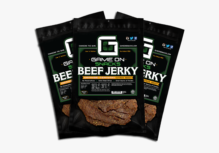 Orange Teriyaki Citrus Sweet Beef Jerky - Game On Snacks, HD Png Download