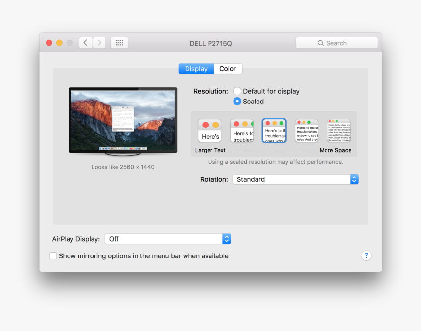 The Center Scaled Resolution Looks Best To Me On This - Dell S2817q Display Manager, HD Png Download