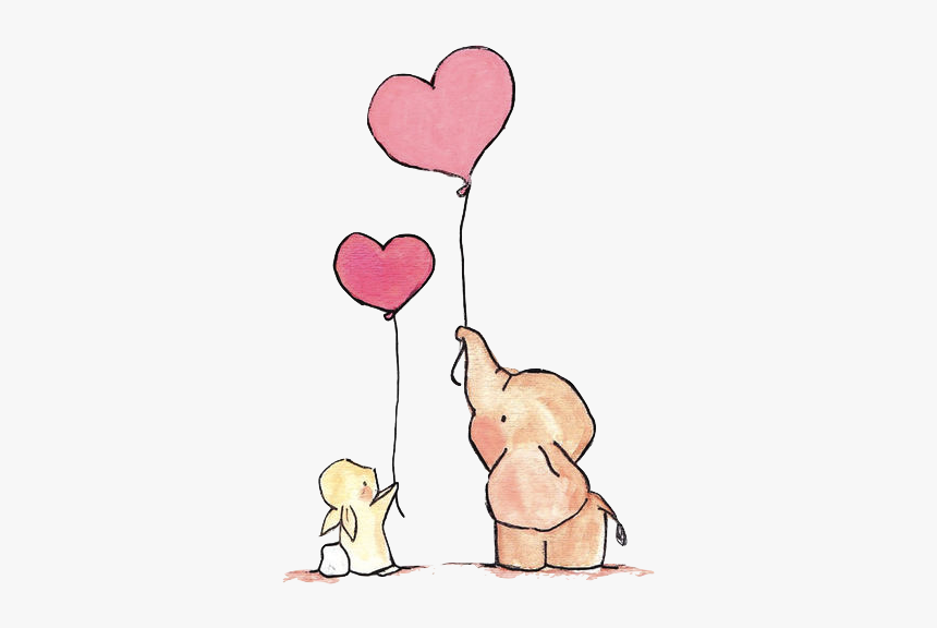 Elephant And Bunny Drawing, HD Png Download