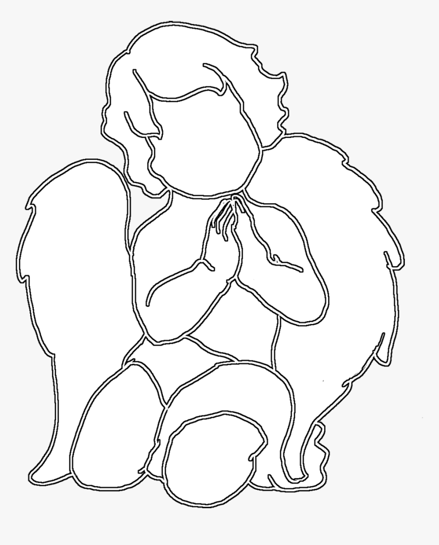 Angel Silhouette Cute Praying - Angel Silhouette White Png, Transparent Png