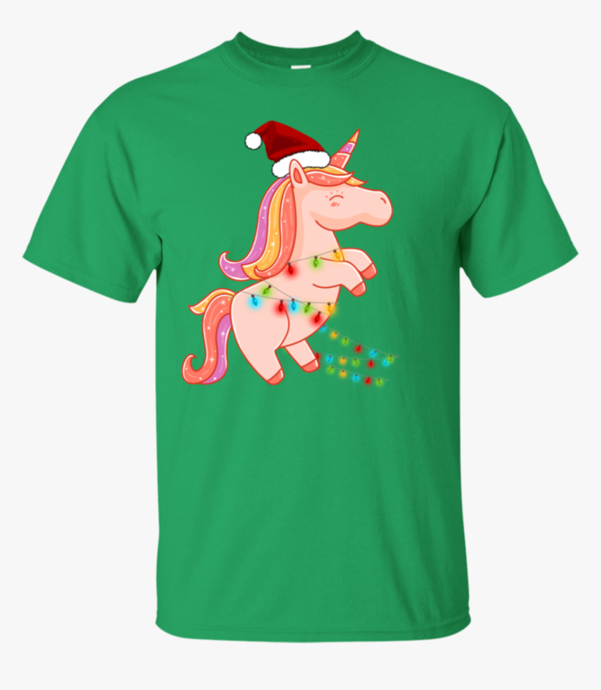 Cute Unicorn Santa With Christmas Light Merry Christmas - T-shirt, HD Png Download