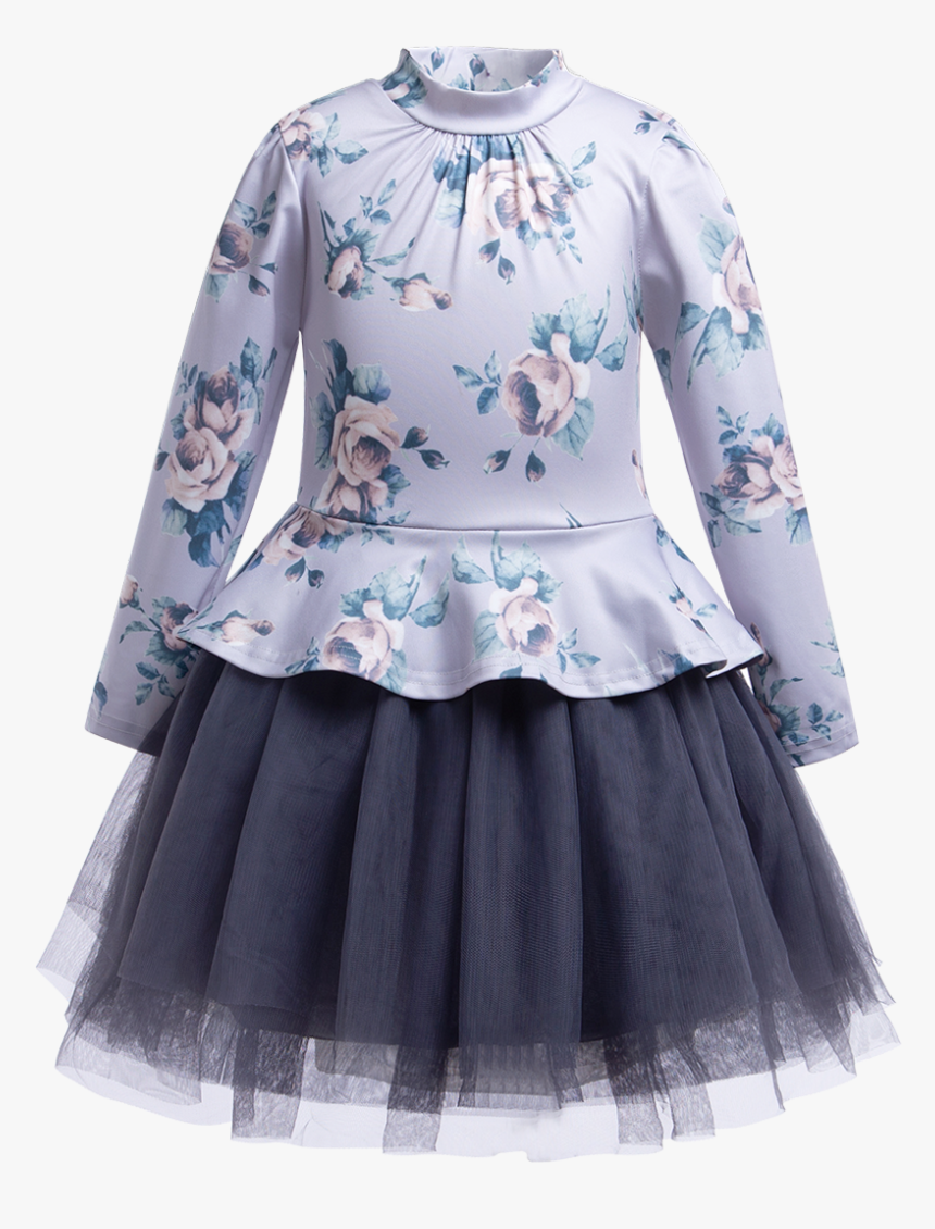 Chic Toddler Big Girls Flower Print Mesh Patchwork - A-line, HD Png Download