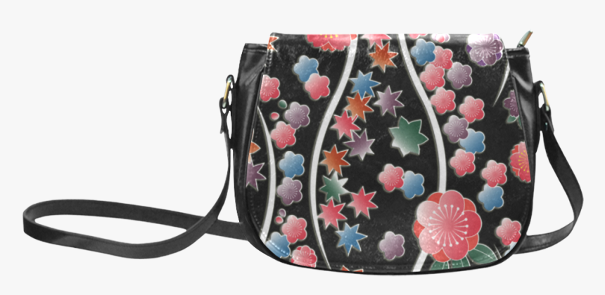 Bright Flowers And Leaves On Black Background Striking - Trick R Treat Sam Purse, HD Png Download