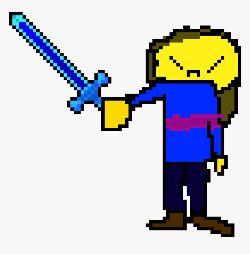 Frisk Has A Sword From Minecraft - Cartoon, HD Png Download