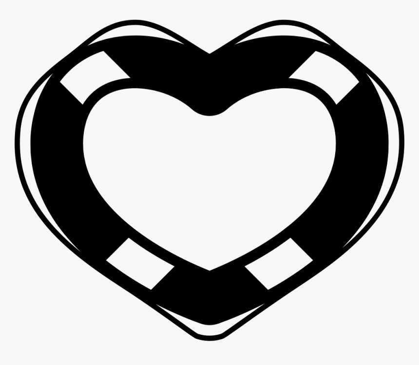 Lifebuoy With Heart Shape - Life Preserver Clipart Black And White, HD Png Download