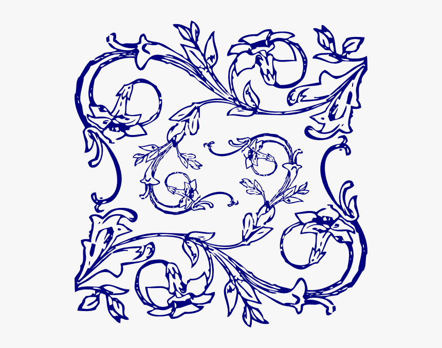 Vintage Floral Tile - Flower Design Borders Clipart, HD Png Download