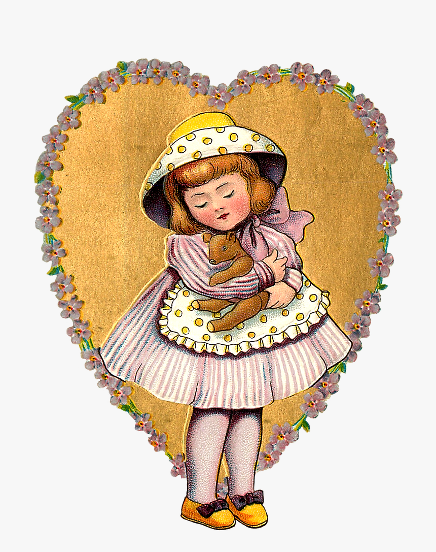 Heart Girl Vintage Free Photo - Decoupage Vintage Hearts, HD Png Download