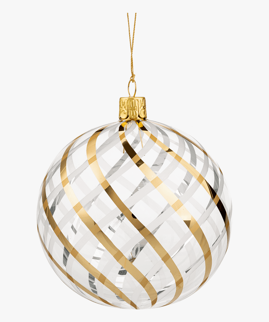 Glass Bauble Clear With Gold-white Net Pattern, 10 - Gold White Christmas Ball Png, Transparent Png