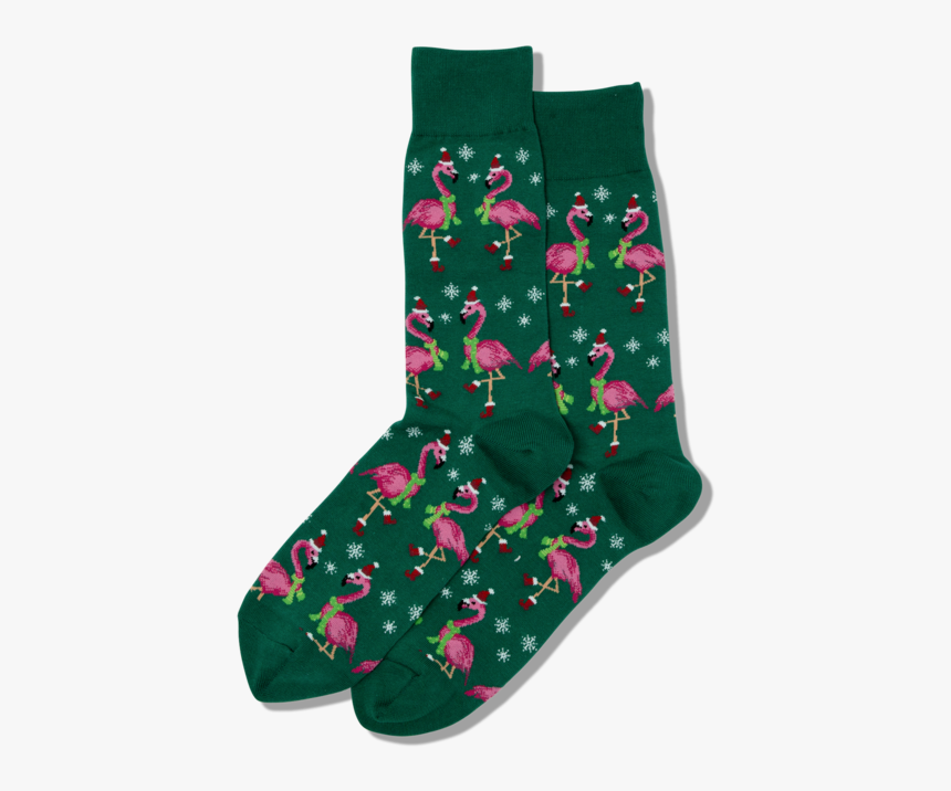 Men S Santa Flamingos Crew Socks 
 Class Slick Lazy - Sock, HD Png Download