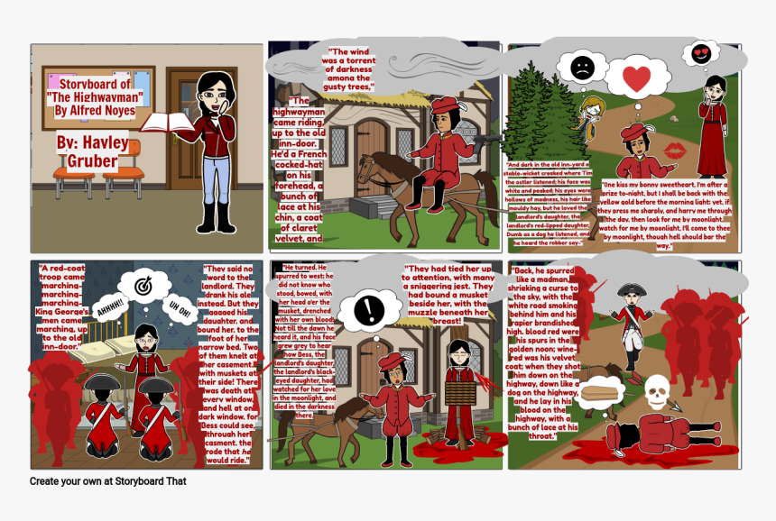 Storyboard Of The Highwayman - Cartoon, HD Png Download