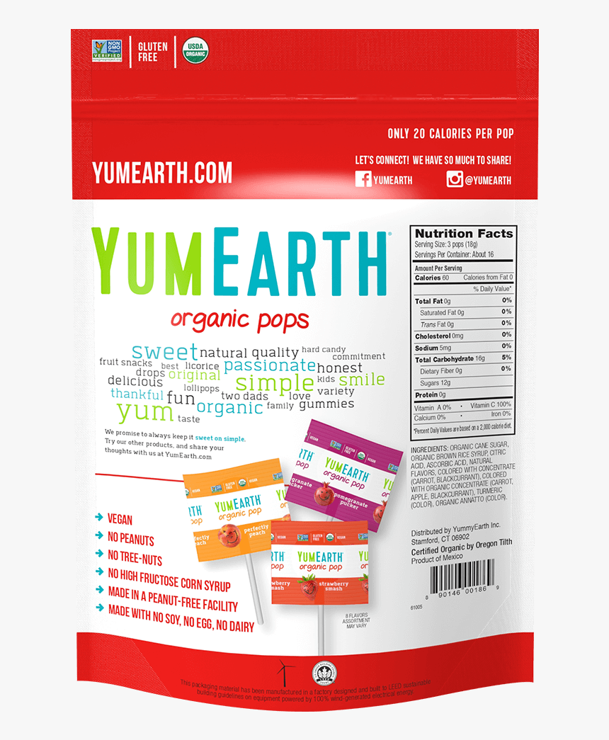 Yumearth Organic Pop Calories, HD Png Download