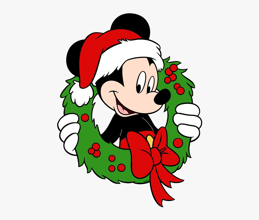 New Mickey Mouse In A Wreath - Mickey Mouse Christmas Clipart, HD Png Download